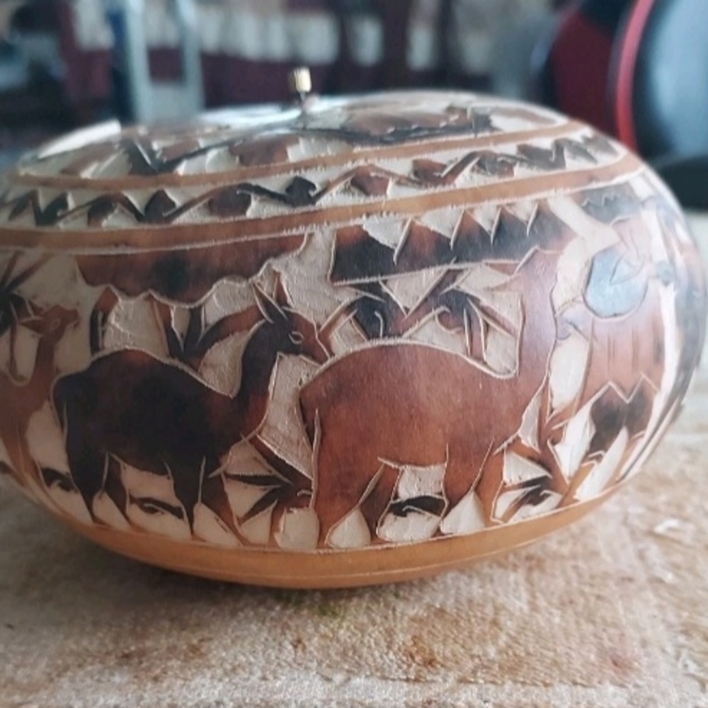 Vintage Handcrafted Gourd Jewelry Box